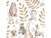 Tapety Yara Parato by Cristiana Masi - Dětská vliesová tapeta na zeď, růžová, šedá, zvířátka a listy, 4411, Momi, Parato by Cristiana Masi Dětská vliesová tapeta na zeď, růžová, šedá, zvířátka a listy, 4411, Momi, Parato by Cristiana Masi