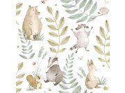 Tapety Yara Parato by Cristiana Masi - Dětská vliesová tapeta na zeď, modrá, zelená, zvířátka a listy, 4410, Momi, Parato by Cristiana Masi Dětská vliesová tapeta na zeď, modrá, zelená, zvířátka a listy, 4410, Momi, Parato by Cristiana Masi