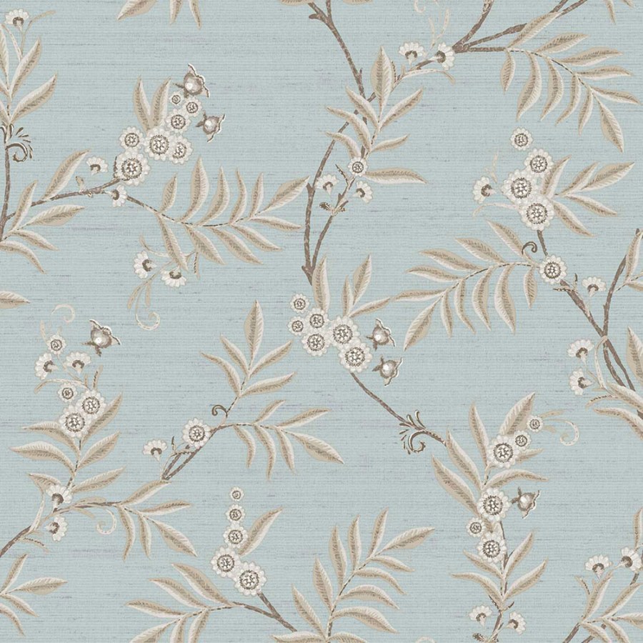 Vliesová tapeta na zeď, bledě modrá, béžová, rozkvetlé větvičky, 7706, Agora, Parato by Cristiana Masi - Parato by Cristiana Masi