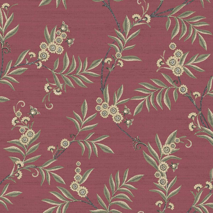 Vliesová tapeta na zeď, vínová, zelená, rozkvetlé větvičky, 7704, Agora, Parato by Cristiana Masi - Parato by Cristiana Masi