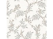 Vliesová tapeta na zeď, bílá, šedá, rozkvetlé větvičky, 7701, Agora, Parato by Cristiana Masi Tapety Yara - Parato by Cristiana Masi