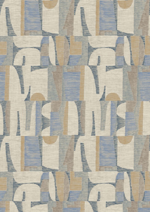 Geometrická vliesová obrazová tapeta na zeď, béžová, modrá, IMD28102, Imani, Decoprint - Decoprint