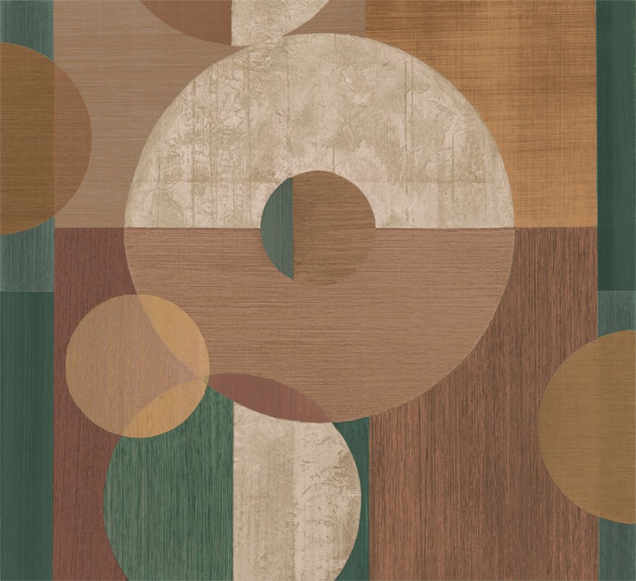 Geometrická vliesová obrazová tapeta na zeď, zelená, hnědá, IMD28141, Imani, Decoprint - Decoprint