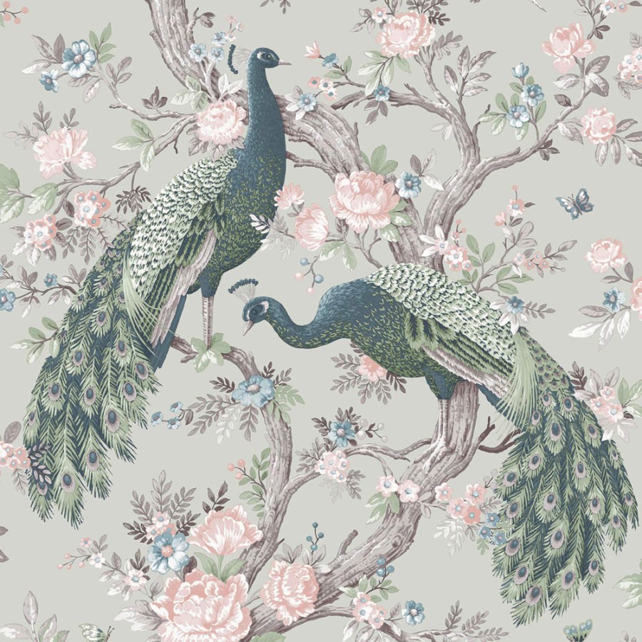 Vliesová tapeta na zeď, zelená, šedá, růže, pávi, 130113, Laura Ashley 4 - Laura Ashley