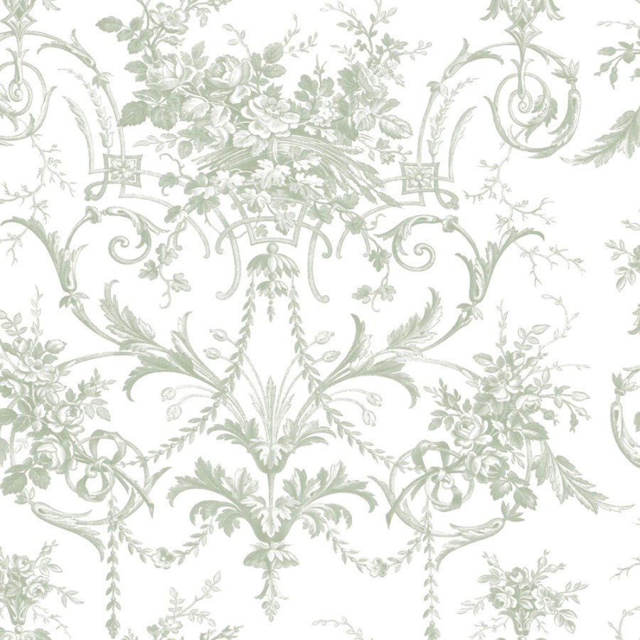 Zámecká vliesová tapeta na zeď, zeleno-bílá, květy, 130112, Laura Ashley 4 - Laura Ashley