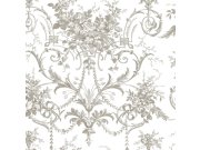 Zámecká vliesová tapeta na zeď, šedo-bílá, květy, 130111, Laura Ashley 4