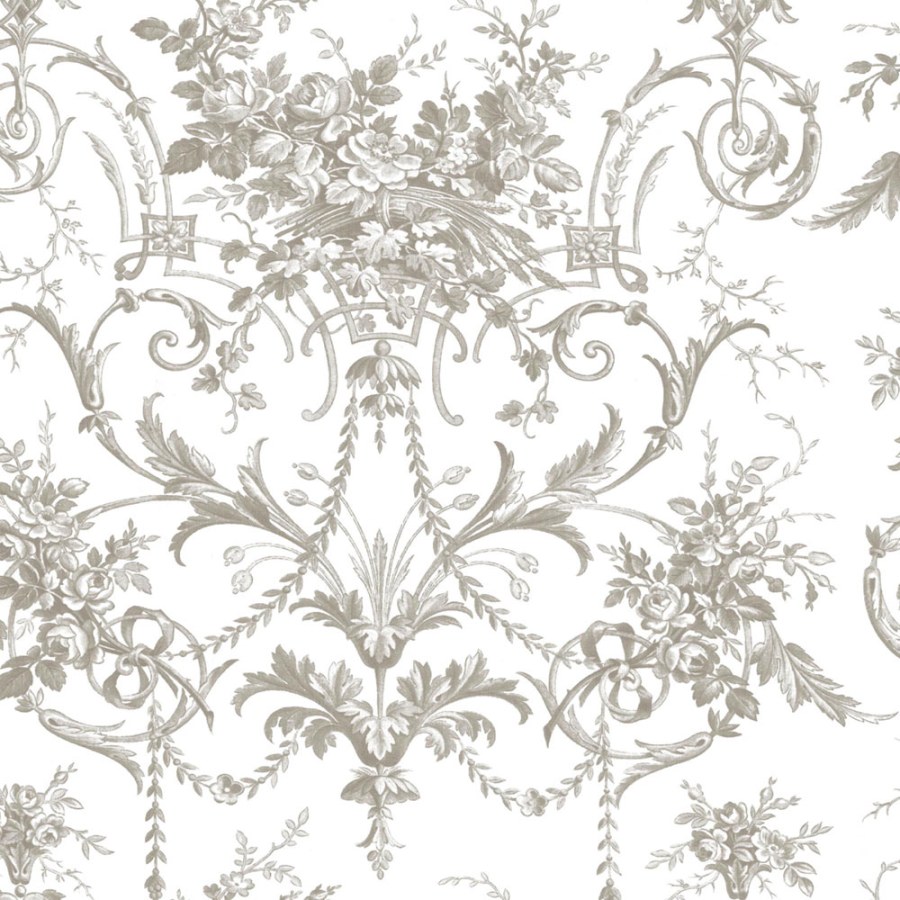 Zámecká vliesová tapeta na zeď, šedo-bílá, květy, 130111, Laura Ashley 4 - Laura Ashley