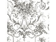 Zámecká vliesová tapeta na zeď, černo-bílá, květy, 122768, Laura Ashley 4