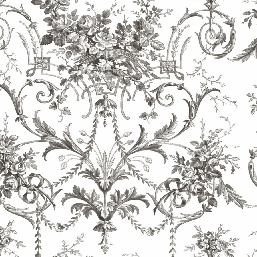 Zámecká vliesová tapeta na zeď, černo-bílá, květy, 122768, Laura Ashley 4 - Laura Ashley