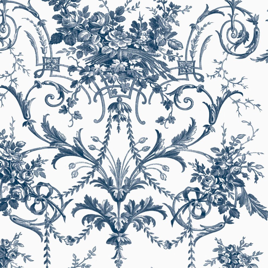 Zámecká vliesová tapeta na zeď, modro-bílá, květy, 122767, Laura Ashley 4 - Laura Ashley