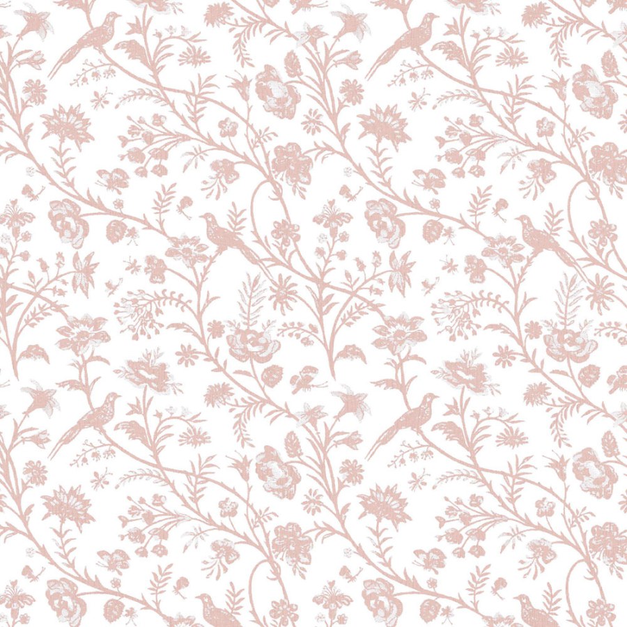 Vliesová tapeta na zeď, bílá, růžová, růže, ptáci, 130108, Laura Ashley 4 - Laura Ashley