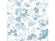 Vliesová tapeta na zeď, modrá, bílá, květy, listy, 130107, Laura Ashley 4