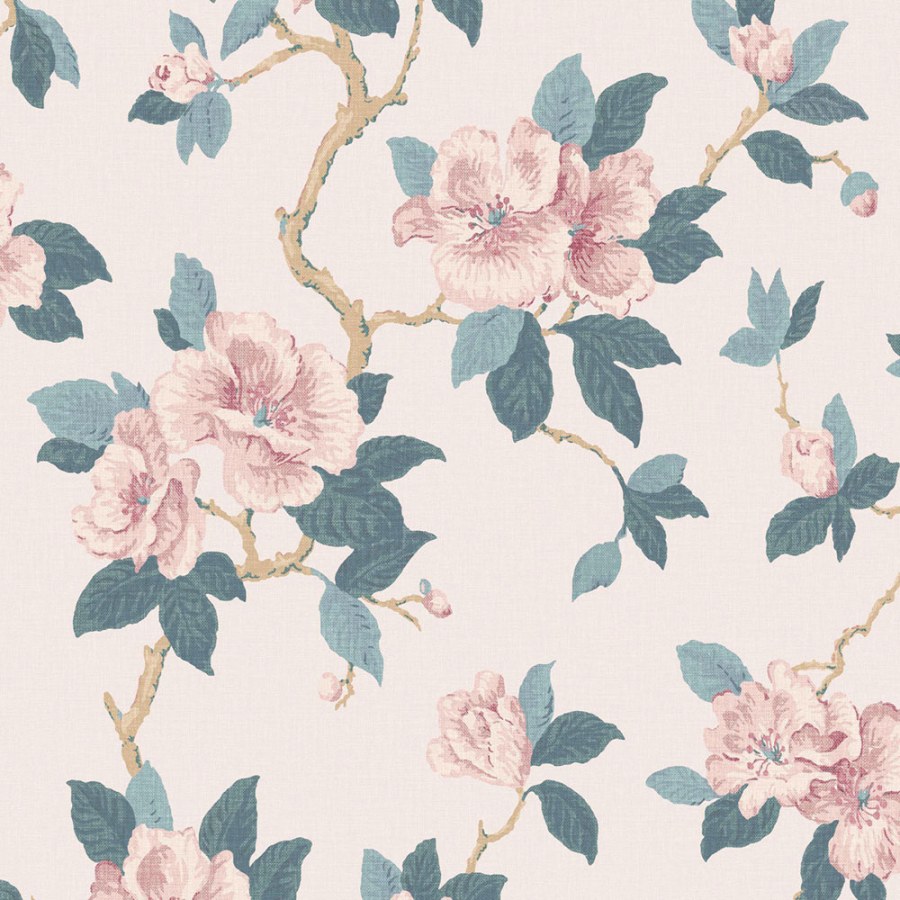 Květinová vliesová tapeta na zeď, růžová, modrá, 130096, Laura Ashley 4 - Laura Ashley