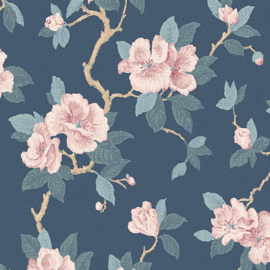 Květinová vliesová tapeta na zeď, modrá, růžová, 130095, Laura Ashley 4 - Laura Ashley