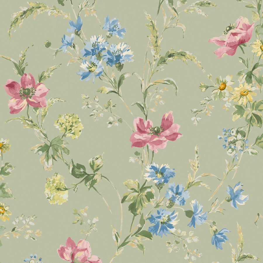 Vliesová tapeta na zeď, zelená, růžová, květy máku, 127405, Laura Ashley 4 - Laura Ashley