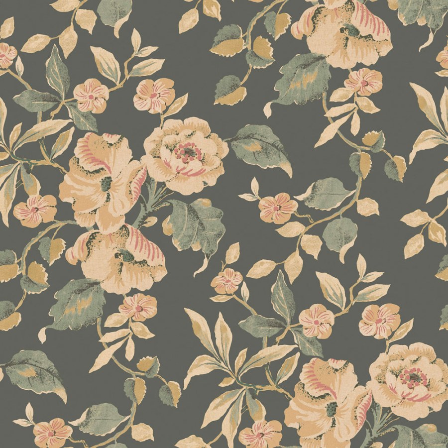 Květinová vliesová tapeta na zeď, oranžová, modrá, 127396, Laura Ashley 4