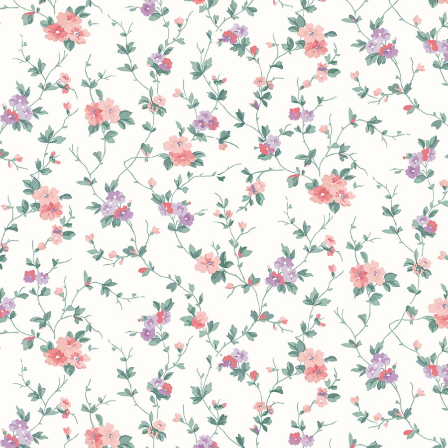 Vliesová tapeta na zeď, zelená, fialová, květy, 122765, Laura Ashley 4 - Laura Ashley