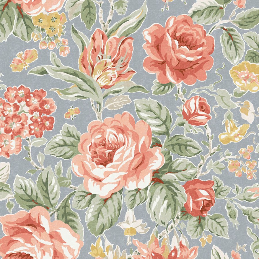 Vliesová tapeta na zeď, modrá, červená, růže, 122753, Laura Ashley 4 - Laura Ashley
