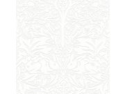 Vliesová tapeta na zeď, bílá, listy, stromy, ptáci, zajíčci, 142104, William Morris at Home vol. 2