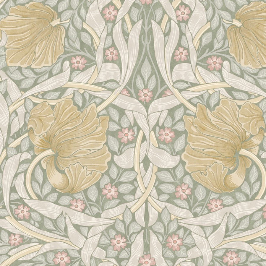 Vliesová tapeta na zeď, zelená, okrová, květiny, 140506, William Morris at Home vol. 2 - William Morris At Home