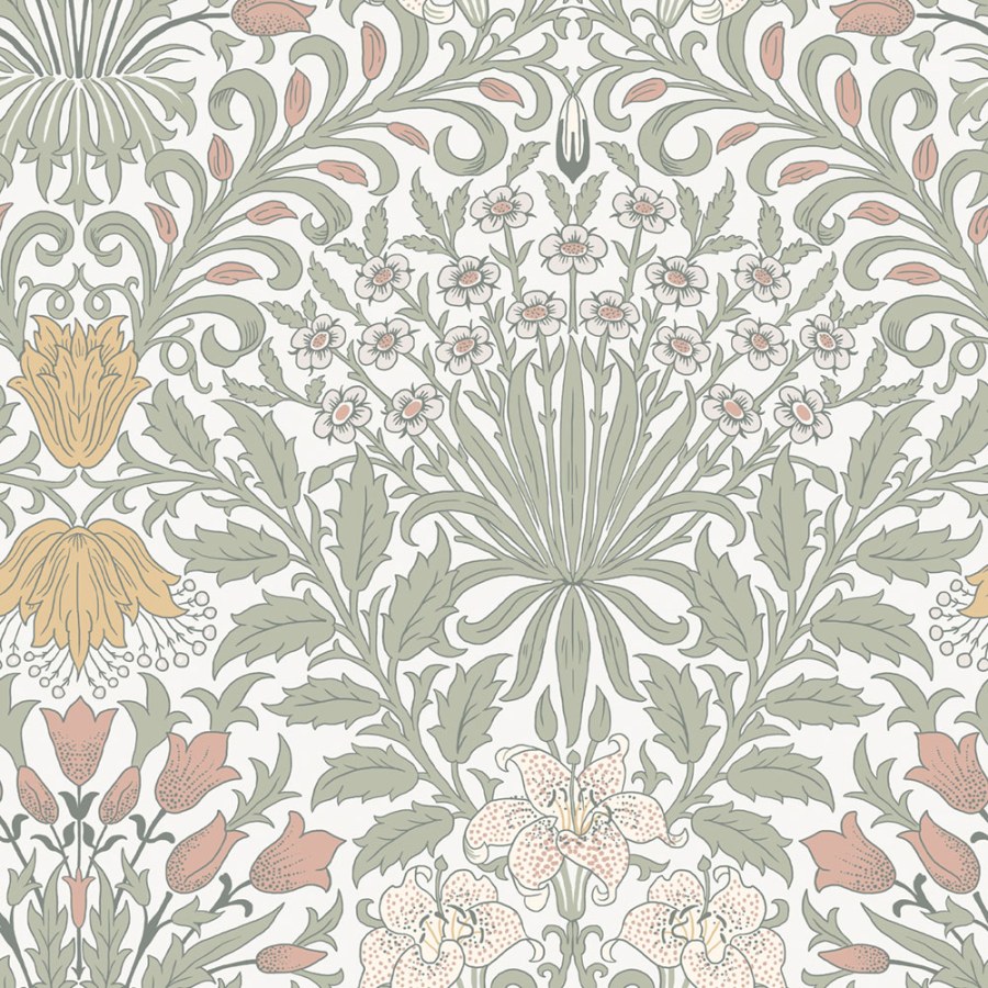 Vliesová tapeta na zeď, šedá, růžová, květiny, listy, 140497, William Morris at Home vol. 2 - William Morris At Home
