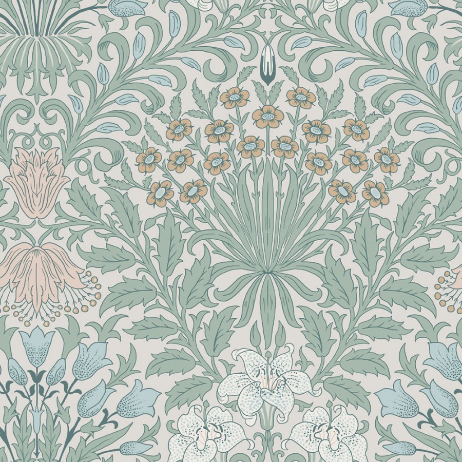 Vliesová tapeta na zeď, zelená, růžová, květiny, listy, 140496, William Morris at Home vol. 2 - William Morris At Home