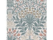 Vliesová tapeta na zeď, modrá, žlutá, květiny, listy, 140493, William Morris at Home vol. 2