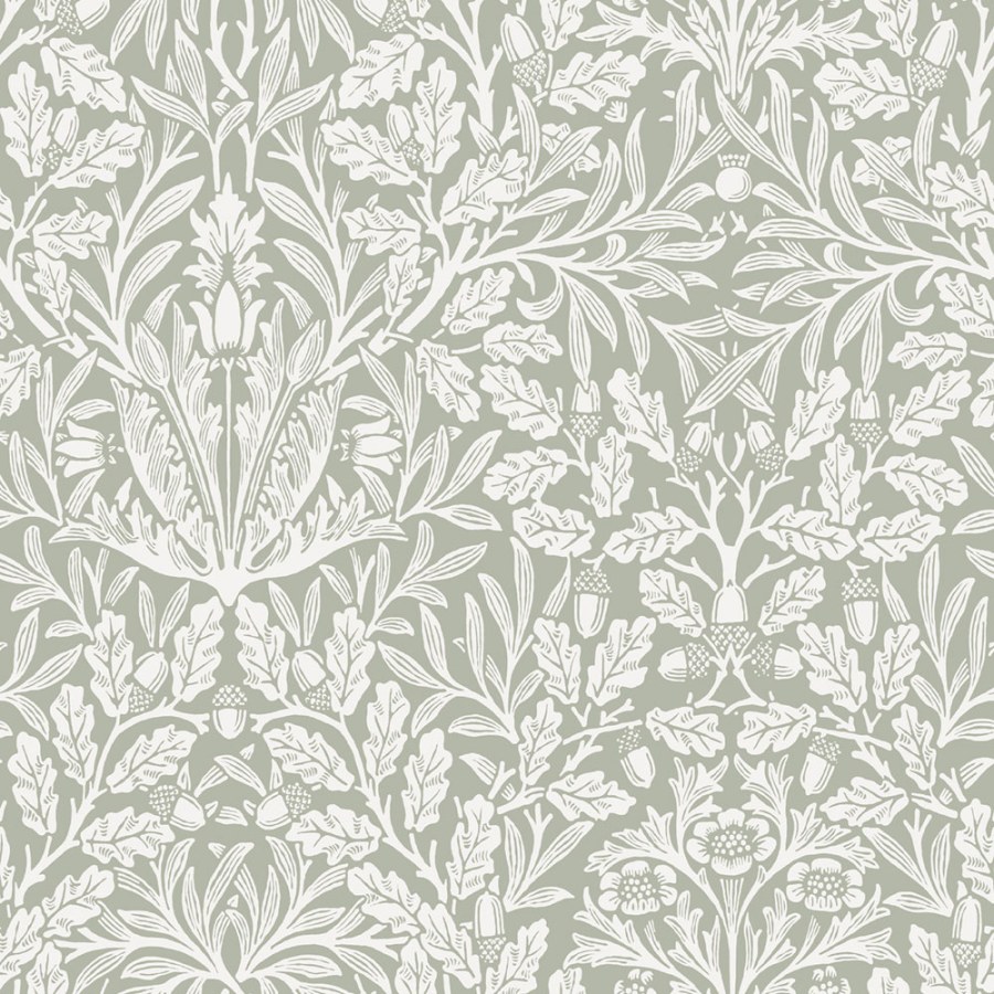 Vliesová tapeta na zeď, zelená, šedá, květiny, listy, 140492, William Morris at Home vol. 2 - William Morris At Home