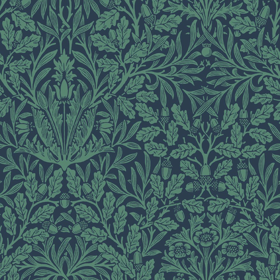 Vliesová tapeta na zeď, modrá, květiny, listy, 140489, William Morris at Home vol. 2