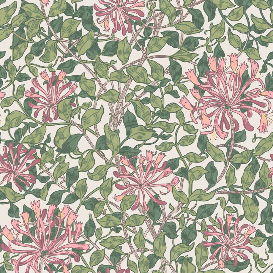 Vliesová tapeta na zeď, zelená, růžová, květiny, listy, 140486, William Morris at Home vol. 2 - William Morris At Home