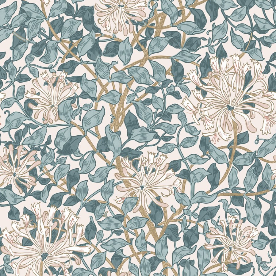 Vliesová tapeta na zeď, růžová, zelená, květiny, listy, 140483, William Morris at Home vol. 2 - William Morris At Home