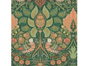 Vliesová tapeta na zeď, zelená, červená, květiny, ptáci, 140480, William Morris at Home vol. 2