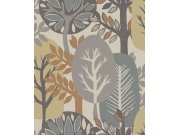 Vliesová tapeta na zeď, fialová, šedá, stromy, listy, AN28282, Antibes, Decoprint