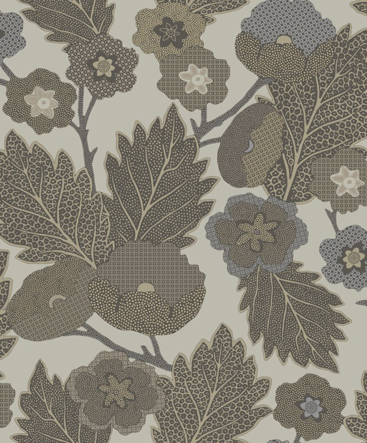Vliesová tapeta na zeď, šedá, béžová, květy, listy, AN28271, Antibes, Decoprint - Decoprint