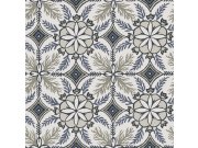 Tapety Yara Decoprint - Vliesová tapeta na zeď, šedá, petrolejová, květinové ornamenty, AN28242, Antibes, Decoprint Vliesová tapeta na zeď, šedá, petrolejová, květinové ornamenty, AN28242, Antibes, Decoprint