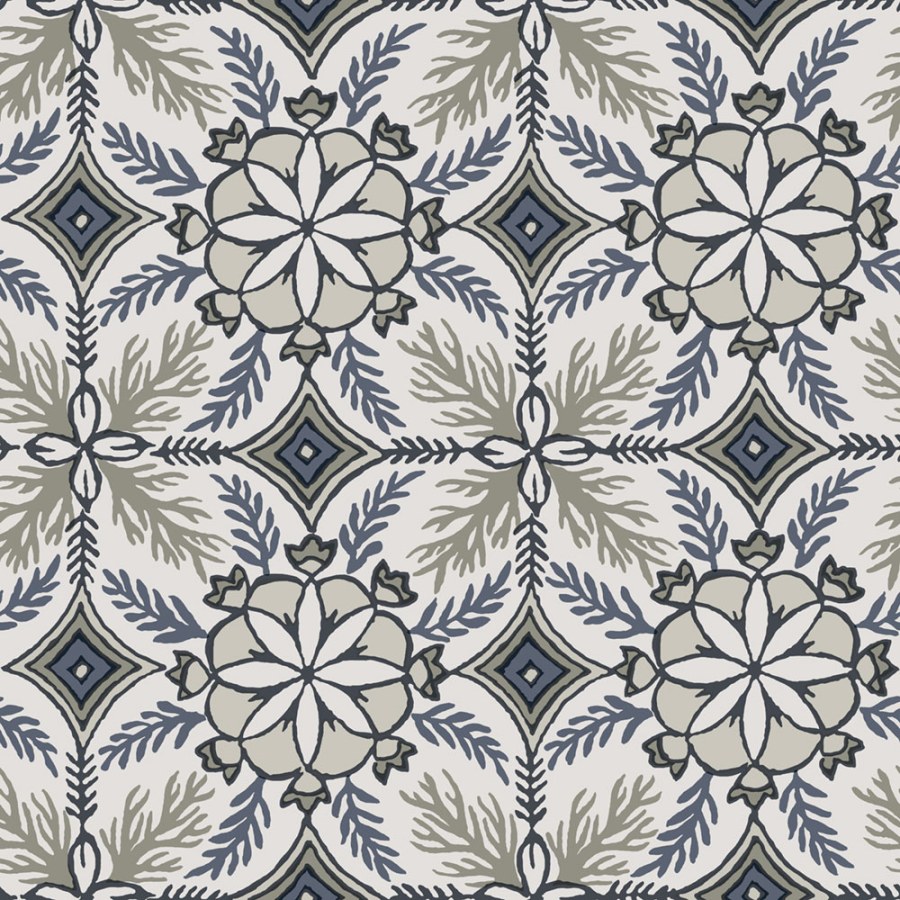 Tapety Yara - Decoprint - Vliesová tapeta na zeď, šedá, petrolejová, květinové ornamenty, AN28242, Antibes, Decoprint Vliesová tapeta na zeď, šedá, petrolejová, květinové ornamenty, AN28242, Antibes, Decoprint - Decoprint