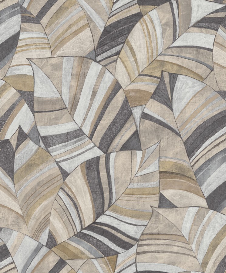 Vliesová tapeta na zeď, šedá, béžová, listy, SY27562, Serenity, Decoprint - Decoprint