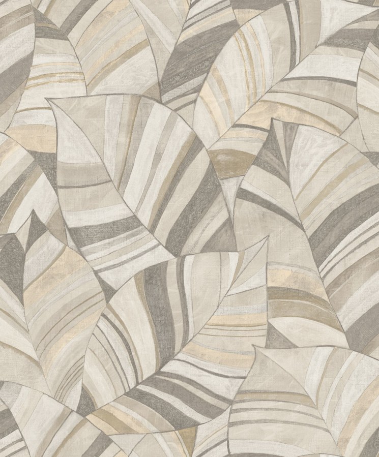 Vliesová tapeta na zeď, béžová, bílá, listy, SY27561, Serenity, Decoprint - Decoprint