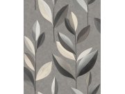 Vliesová tapeta na zeď, černá, šedá, listy, SY27554, Serenity, Decoprint