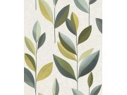 Vliesová tapeta na zeď, bílá, zelená, listy, SY27553, Serenity, Decoprint