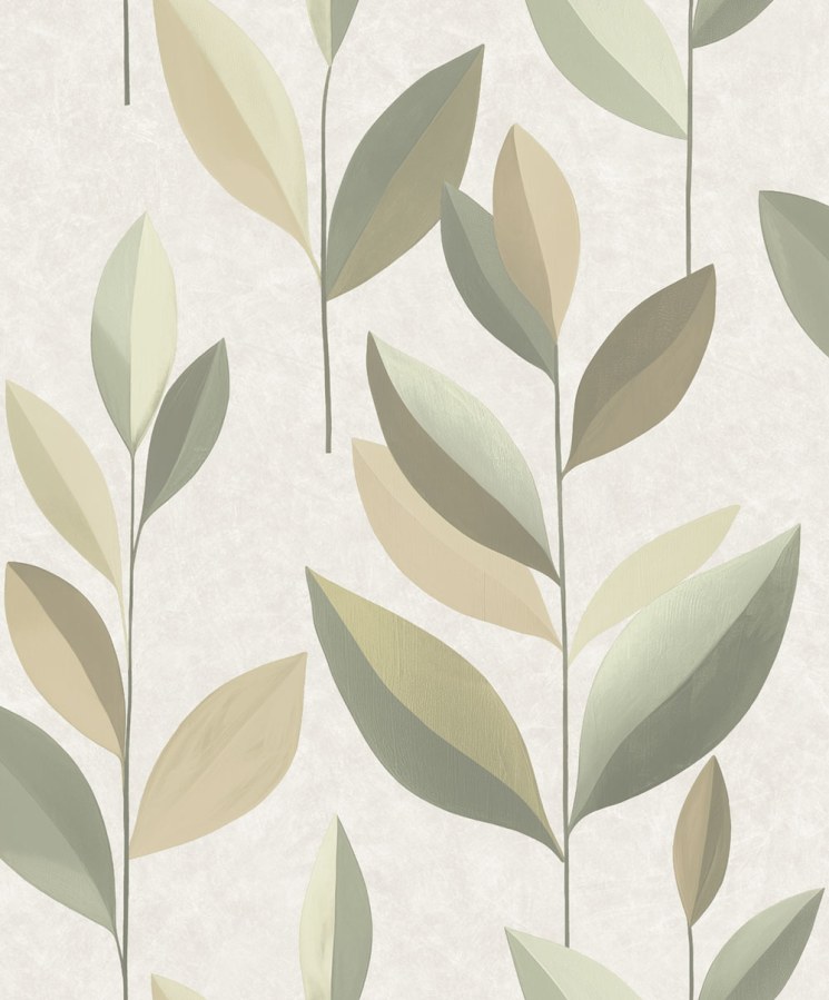 Vliesová tapeta na zeď, hnědá, zelená, listy, SY27552, Serenity, Decoprint