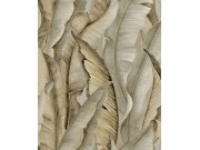 Flisová tapeta na zeď, hnědo-Siva, listy, NHW1043, Perla, Decoprint