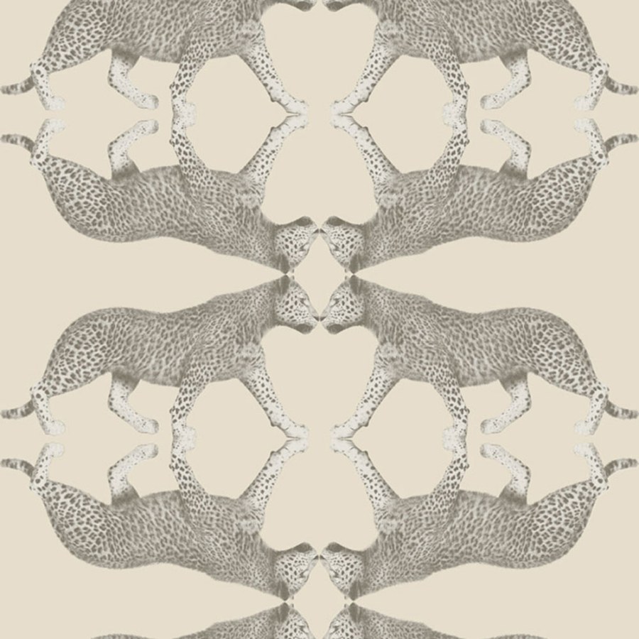 Flisová tapeta na zeď, krémovo-Srebrna, leopard, NHW1032, Perla, Decoprint