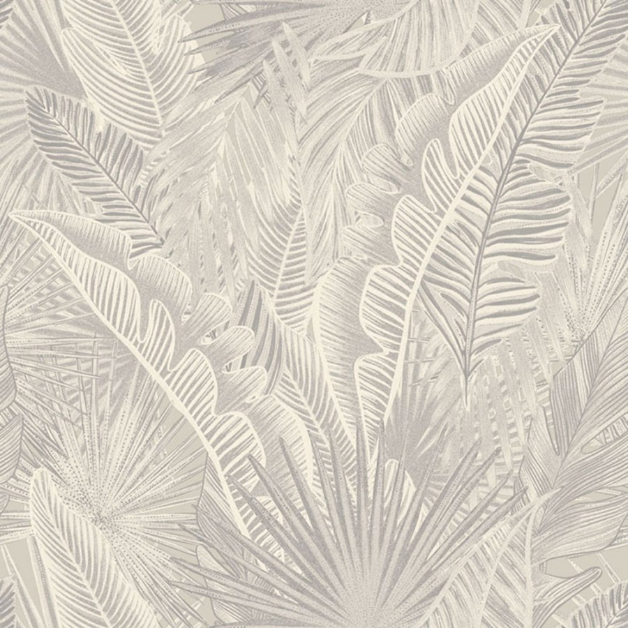 Flisová tapeta na zeď, Siva-Krem, listy, NHW1015, Perla, Decoprint