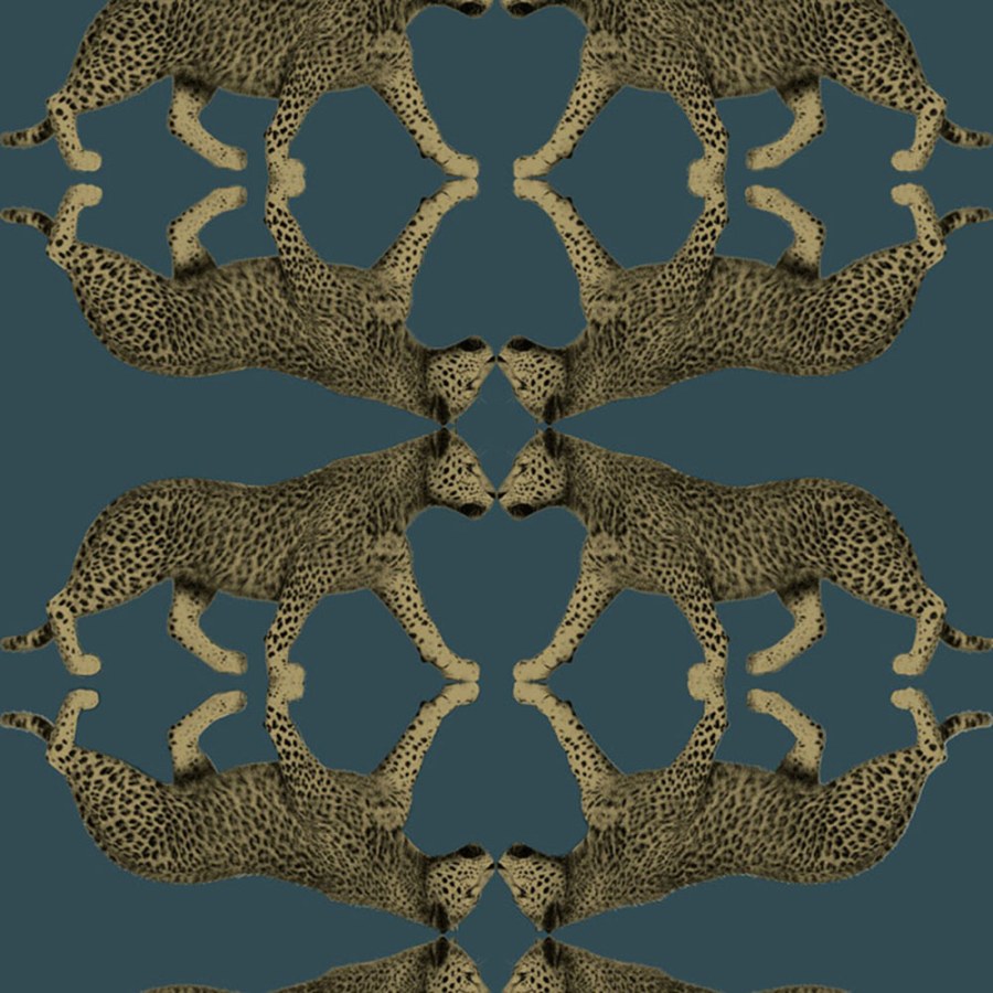 Flisová tapeta na zeď, Tirkizna, leopard, NHW1034, Perla, Decoprint