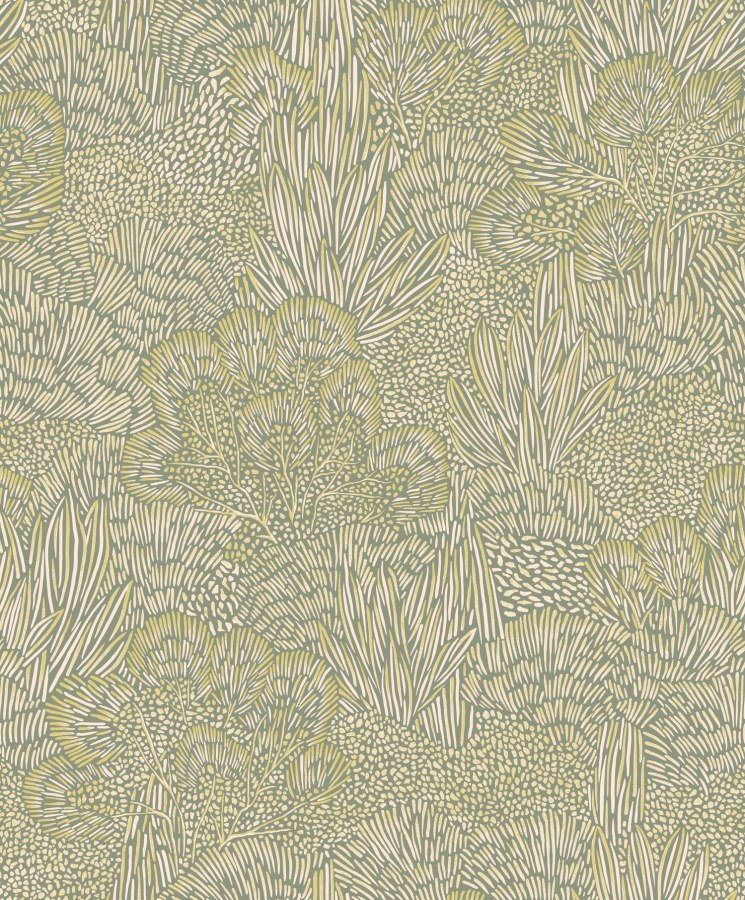 Zeleno-zlatá vliesová tapeta na zeď, krajina, stromy, BA26063, Brazil, Decoprint - Cath Kidstone