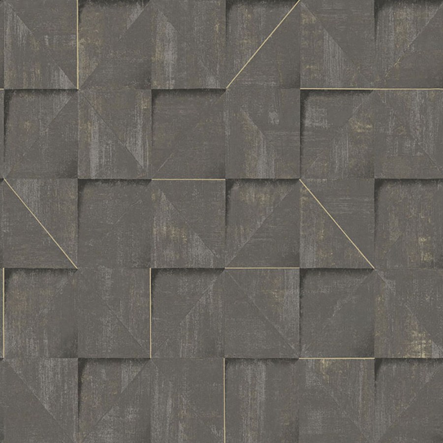 Smeđa geometrická vliesová tapeta na zeď, 3D imitace obkladu, RE25173, Reflect, Decoprint