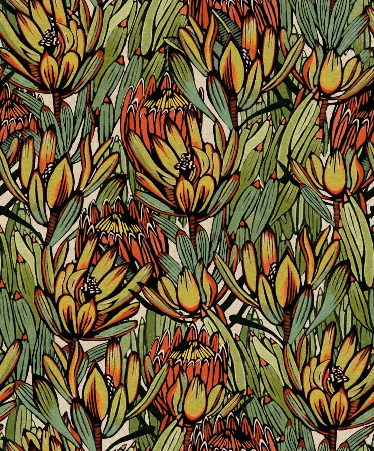 Oranžovo-zelena květinová vliesová tapeta na zeď, BA26032,  Brazil,  Decoprint