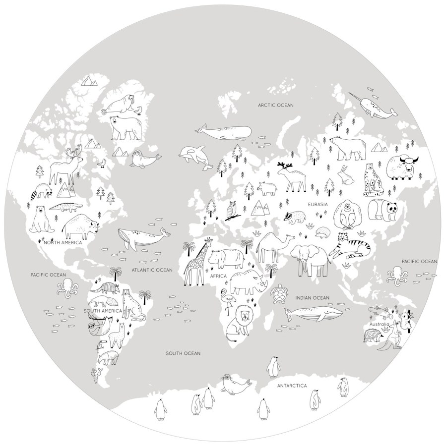 Předklížená dětská vliesová tapeta na zeď, Mapa Světa, PLC061, Platinum Shapes, Decoprint