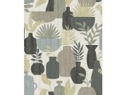 Retro vliesová tapeta na zeď, vázy s rostlinami, BA26040, Brazil, Decoprint